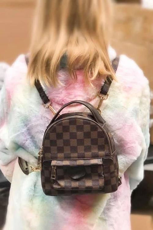 Brown LV Checker Mini Backpack