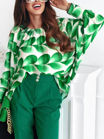 Printed women bat sleeve trendy blouse