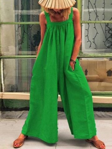 Square neck loose wide leg jumpsuit