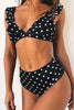 Dot Print Ruffles High Waist Bikini Set