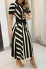 Striped Colorblock Short Sleeve Maxi Dress