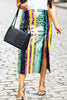 Colorful Sequin Slit Skirts